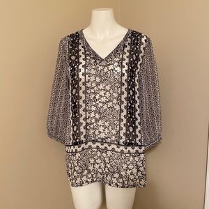 Semi-sheer black and white shirt